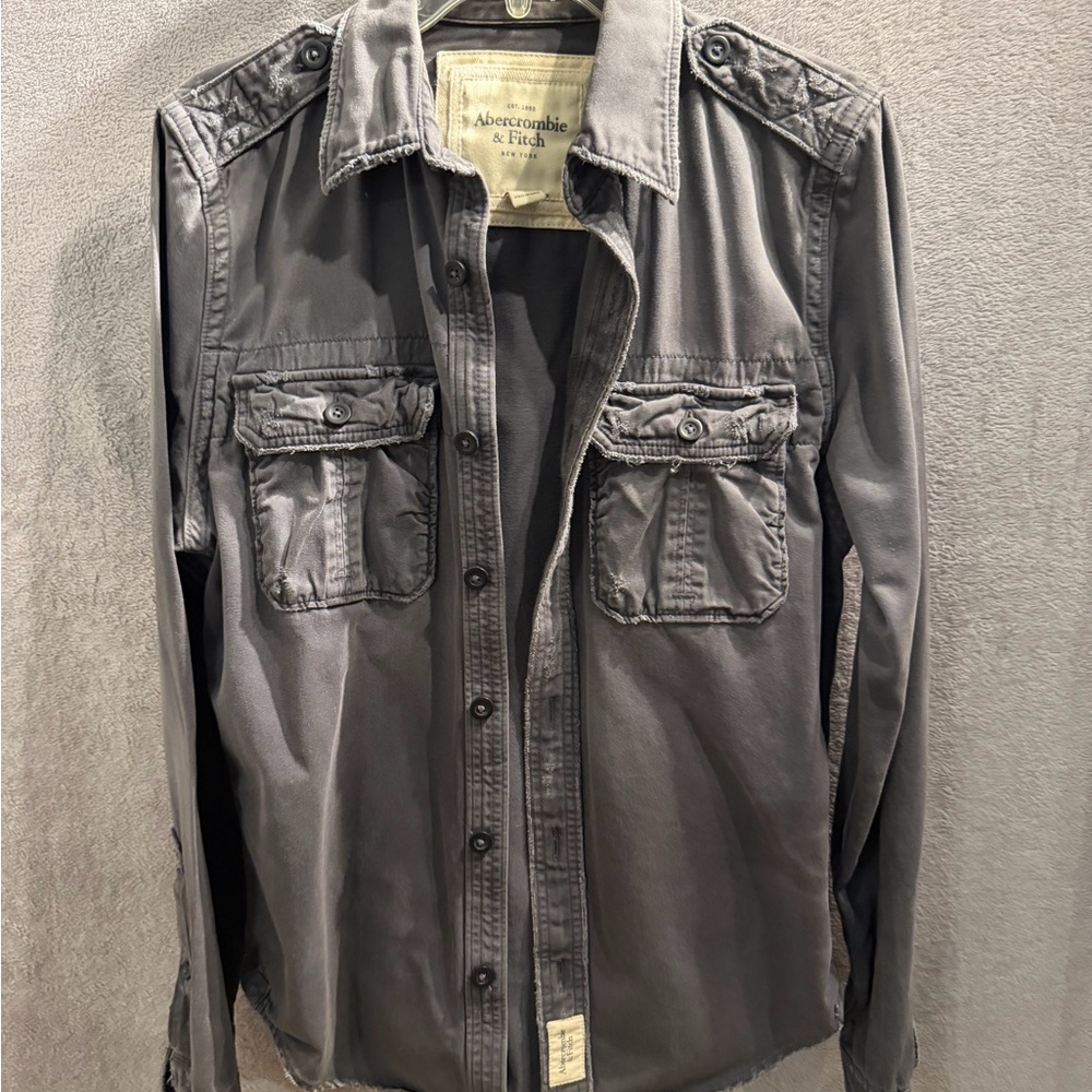 Abercrombie & Fitch Men's Slate Gray Military Field Shirt Jacket - Picture 7 of 8